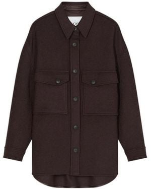 Closed Button-Up Oversized Jacket - Purple