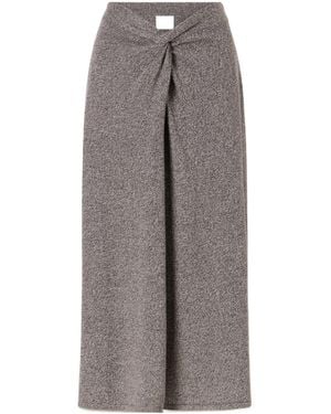 The Elder Statesman Knotted Marl Knitted Cashmere Midi Skirt - Grey