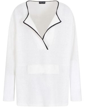 Giorgio Armani Trimmed V-Neck Jumper - White