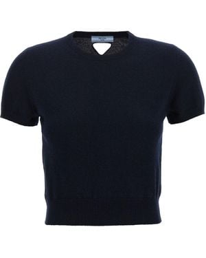 Prada Crewneck Short-Sleeved Jumper - Blue