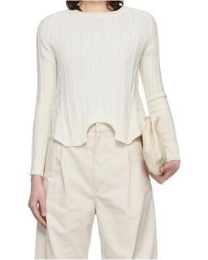 MM6 by Maison Margiela Ribbed Peplum-Hem Jumper - White