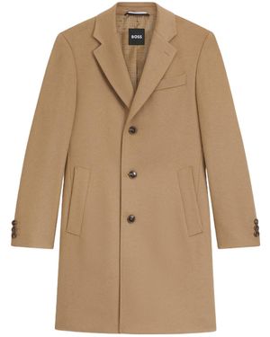 BOSS Solid Color Overcoat - Natural