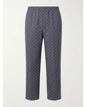 Gucci Gg Pied-De-Poule Wool Leisure Trousers - Blue