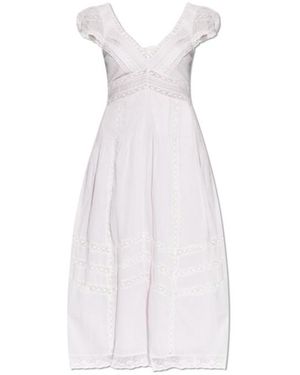 LoveShackFancy Suvi Lace-Trim Midi Dress - White