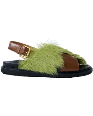 Marni Crossover Strap Fussbett Sandals - Green