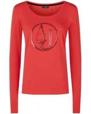 Armani Jeans Round Collar Logo T-Shirt - Red
