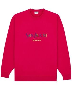 Saint Laurent Paris Embroidered Crewneck Sweatshirt