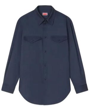KENZO Curved Hem Overshirt - Blue