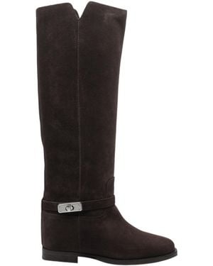 Via Roma 15 Padlock Knee-High Boots - Black