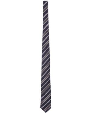 Lardini Striped Silk Tie - White