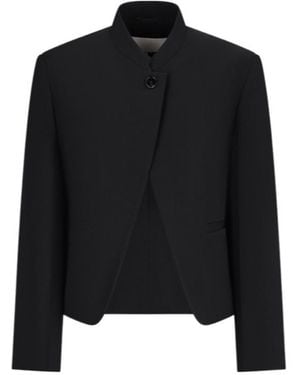 Jil Sander Mandarin-Collar Wool Jacket - Black