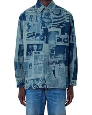 Jean Paul Gaultier Printed Poplin Shirt - Blue