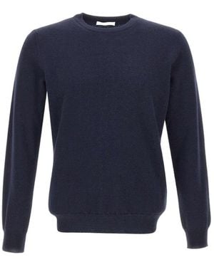 Kangra Cashmere Kangra Ribbed Crew Neck Knitted Jumper - Blue
