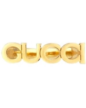 Gucci Logo Plaque Rings - Metallic