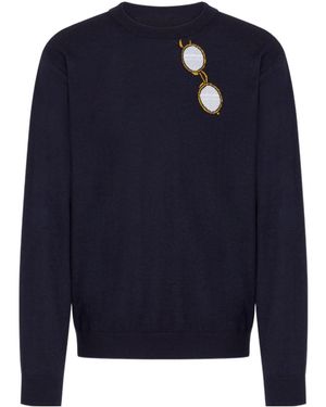 Moschino Glasses Motif Jumper - Blue