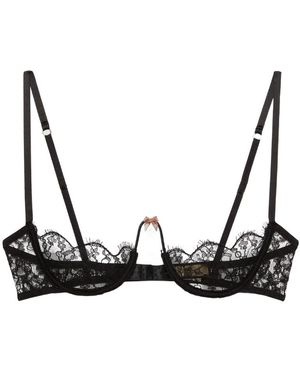 Gucci Sweetheart Neck Floral-Lace Bra - Black