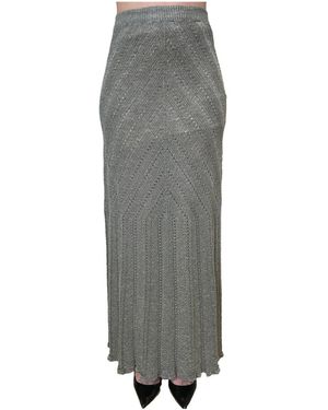 Twinset Chevron Pleated Knitted Skirt - Gray