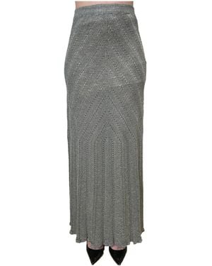 Twinset Chevron Pleated Knitted Skirt - Grey