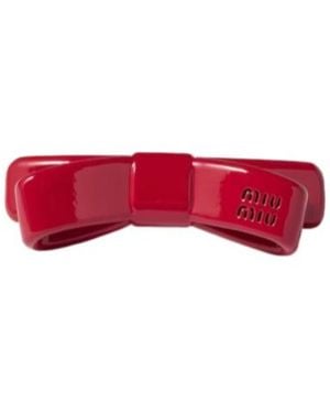Miu Miu Enameled Metal Hair Clip - Red