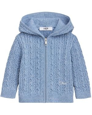 Dior Hooded Zipper Knit Sweater - Blue