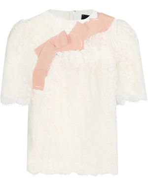 Dolce & Gabbana Solid-Color Short-Sleeve Lace Top - White