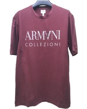 Armani Collezioni Logo Printed Round-Collar Short-Sleeved T-Shirt - Purple