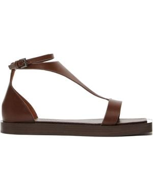 Max Mara Buckle Detailed Open Toe Sandals - Brown