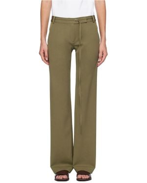 St. Agni Diagonal Stripe Casual Trousers - Green