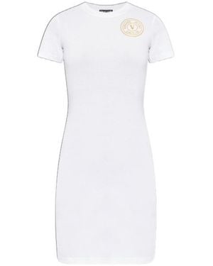 Versace Jeans Couture Couture Logo Printed Crewneck Dress - White