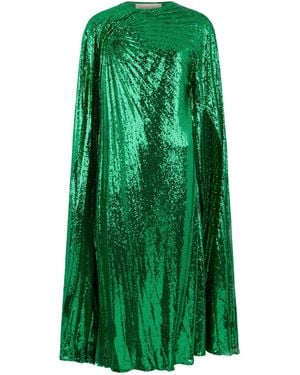 Valentino Sequin Cape Maxi Dress - Green