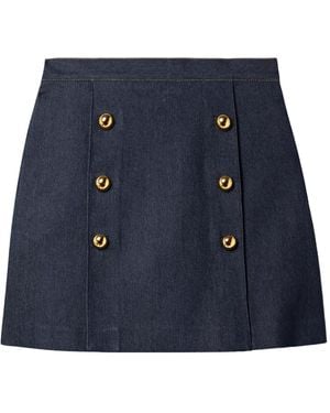Adam Lippes Embellished Denim Mini Skirt - Blue