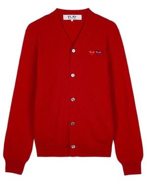 COMME DES GARÇONS PLAY Heart-Patch Wool Cardigan - Red