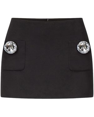 Area Crystal-Embellished Wool Mini Skirt - Black