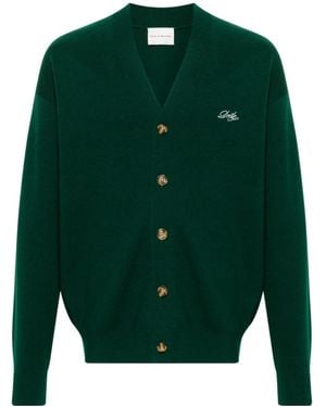 Drole de Monsieur Embroidery Logo Knitted Cardigan - Green
