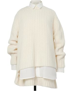 Sacai Layered Knitted Dress - White