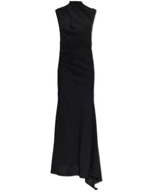 The Attico The Draped Scarf-Back Dress - Black