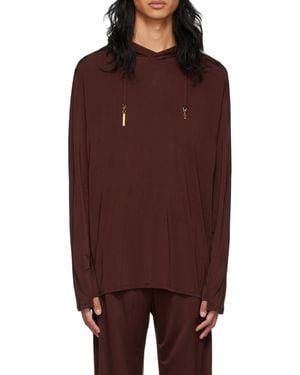 Marine Serre Fluid Charm-Detail Relaxed Hoodie - Red
