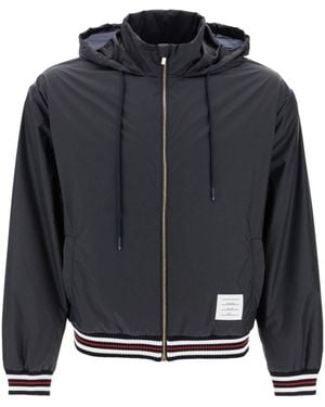 Thom Browne Logo Patch Zip-Up Jacket - Gray