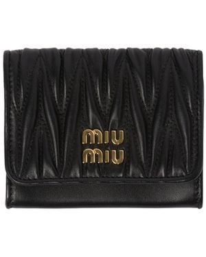 Miu Miu Matelassé Nappa Leather Card Holder - Black
