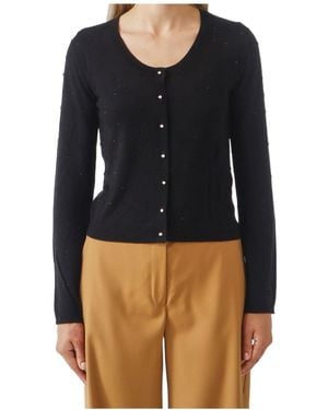 Max Mara Studio Button-Up Crewneck Cardigan - Black