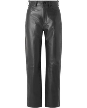 TOVE Yeal Patchwork Leather Straight Leg Trousers - Grey