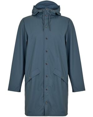 Rains Hooded Snap-Button Raincoat - Blue