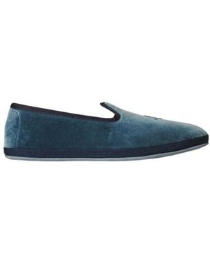 Loro Piana Logo Embroidered Loafers - Blue