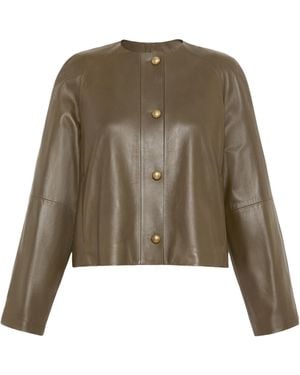 Max Mara Crew Neck Nappa Jacket - Green