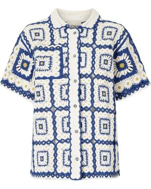 ALÉMAIS Dolly Crochet Cotton Shirt - Blue