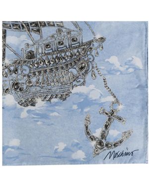 Moschino Graphic-Print Silk Scarf - Blue