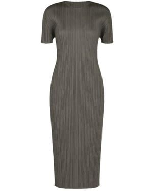 Pleats Please Issey Miyake Pleats Please Issey Miyake Pleated Midi Dress - Grey