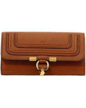 Chloé Logo Flip Wallet - Brown