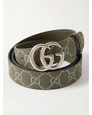Gucci Gg Monogram Canvas Belt - Grey