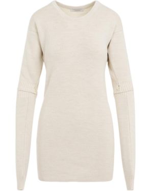 Lemaire Long Sleeved U-Neck Knitted Dress - Natural